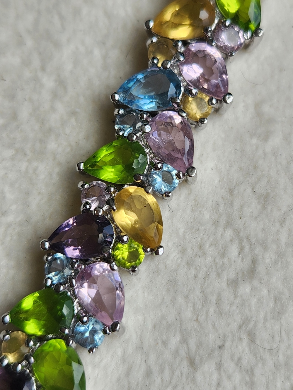 Artisan Multicolor Glass Teardrop Bracelet - Blue, Green, Yellow, Purple - Picture 9 of 11
